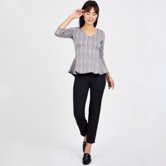 Aella x Le Tote Mid Rise Slim Pant in Black Pull-on Cropped Stretch Size 6 - Picture 1 of 7